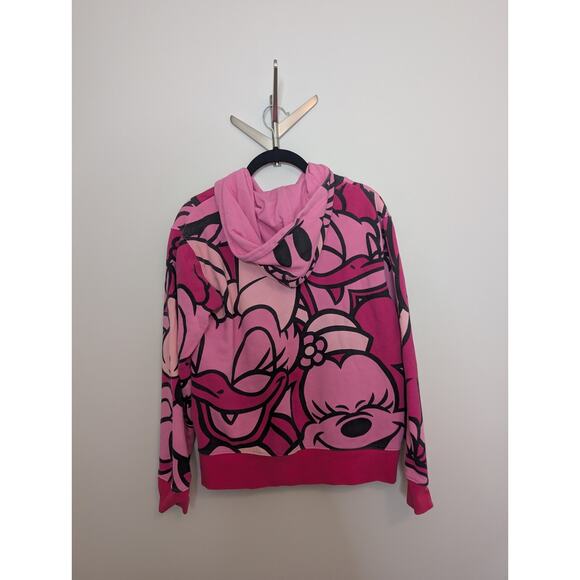 VTG Disney Tokyo All Over Print Pink Minnie Daisy Full Zip Hoodie - Picture 6 of 10